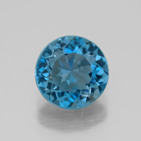 Topacio azul natural de 2,10 ct, corte redondo, VVS-VS