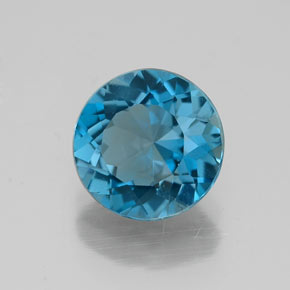 Topacio azul natural de 2,10 ct, corte redondo, VVS-VS