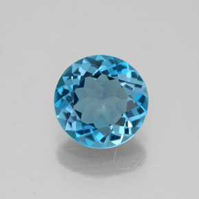 Topacio azul natural de 1,46 ct, corte redondo, VVS