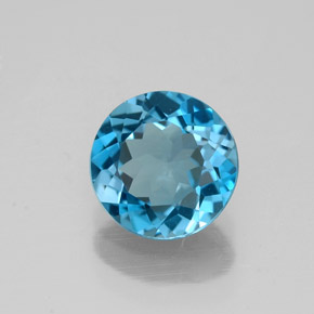 Topacio azul natural de 1,46 ct, corte redondo, VVS