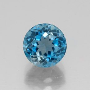 Topacio azul natural de 2,20 ct, corte redondo, VVS