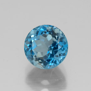 Topacio azul natural de 2,20 ct, corte redondo, VVS