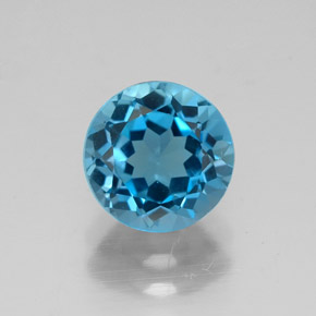 Topacio azul natural de 1,76 ct, corte redondo, VVS