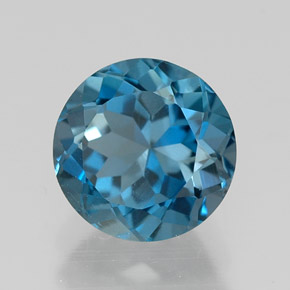Topacio azul natural de 1,65 ct, corte redondo, VVS