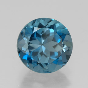 Topacio azul natural de 1,65 ct, corte redondo, VVS