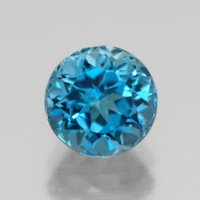 Topacio azul natural de 1,92 ct, corte redondo, VS