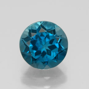 Topacio azul natural de 1,56 ct, corte redondo, VS