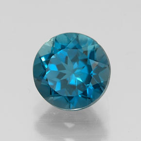 Topacio azul natural de 1,56 ct, corte redondo, VS