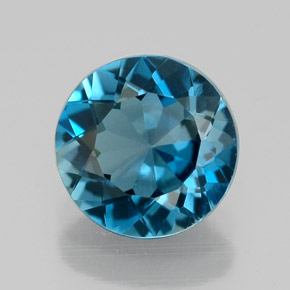 Topacio azul natural de 2,04 ct, corte redondo, VVS