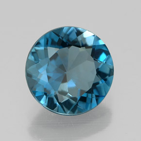 Topacio azul natural de 2,04 ct, corte redondo, VVS
