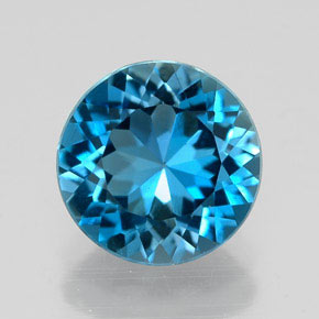 Topacio azul natural de 2,16 ct, corte redondo, VVS