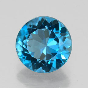 Topacio azul natural de 2,16 ct, corte redondo, VVS