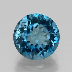 Topacio azul natural de 2,40 ct, corte redondo, VVS