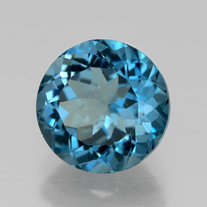 Topacio azul natural de 2,40 ct, corte redondo, VVS