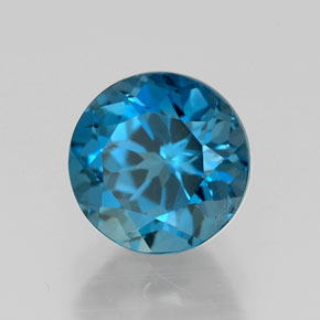 Topacio azul natural de 1,84 ct, corte redondo, VS