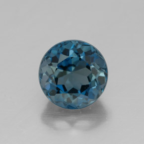 Topacio azul natural de 2,10 ct, corte redondo, VS