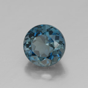Topacio azul natural de 2,10 ct, corte redondo, VS