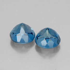 Gemas de topacio azul natural de  ct, corte redondo, VVS-VS