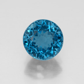 Topacio azul natural de 1,97 ct, corte redondo, VS