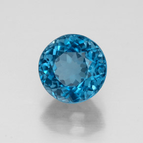 Topacio azul natural de 1,97 ct, corte redondo, VS