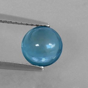 Topacio azul natural de 1,49 ct, corte redondo, transparente