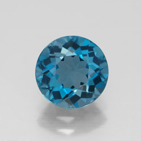 Topacio azul natural de 2,08 ct, corte redondo, VVS