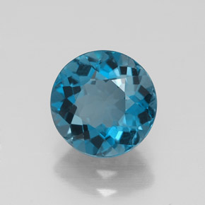 Topacio azul natural de 2,08 ct, corte redondo, VVS