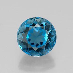 Topacio azul natural de 2,65 ct, corte redondo, VVS
