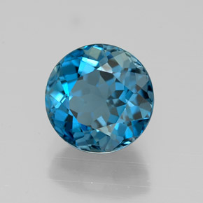 Topacio azul natural de 2,65 ct, corte redondo, VVS