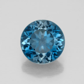 Topacio azul natural de 2,10 ct, corte redondo, VVS