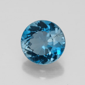 Topacio azul natural de 2,10 ct, corte redondo, VVS
