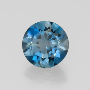 Topacio azul natural de 2,04 ct, corte redondo, VVS-VS