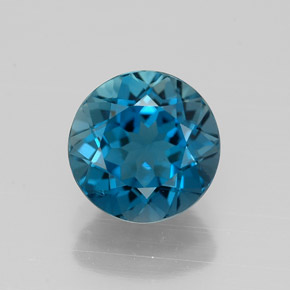 Topacio azul natural de 2,25 ct, corte redondo, VVS-VS