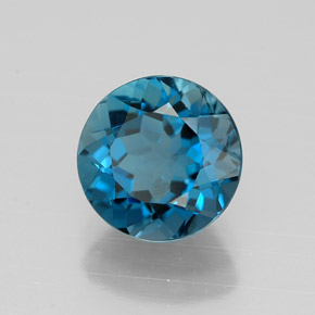 Topacio azul natural de 2,25 ct, corte redondo, VVS-VS