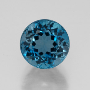 Topacio azul natural de 2,99 ct, corte redondo, VVS-VS