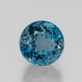 Topacio azul natural de 2,99 ct, corte redondo, VVS-VS