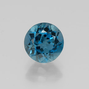 Topacio azul natural de 1,47 ct, corte redondo, VVS-VS