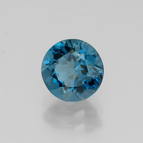 Topacio azul natural de 1,47 ct, corte redondo, VVS-VS