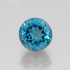 Topacio azul natural de 1,88 ct, corte redondo, VS