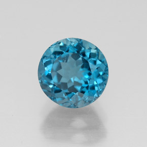 Topacio azul natural de 1,88 ct, corte redondo, VS