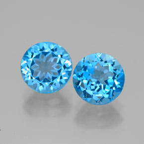 Gemas de topacio azul natural de  ct, corte redondo, VVS