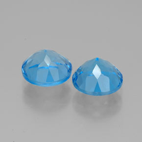 Gemas de topacio azul natural de  ct, corte redondo, VVS