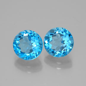 Gemas de topacio azul natural de  ct, corte redondo, VVS