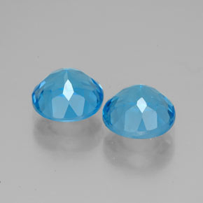Gemas de topacio azul natural de  ct, corte redondo, VVS