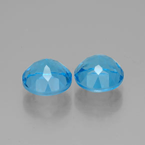 Gemas de topacio azul natural de  ct, corte redondo, VVS