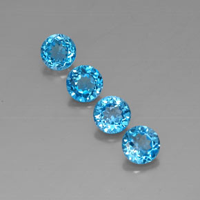Gemas de topacio azul natural de  ct, corte redondo, VVS