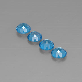 Gemas de topacio azul natural de  ct, corte redondo, VVS