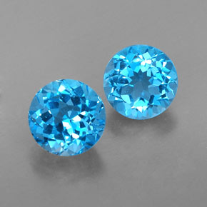 Gemas de topacio azul natural de  ct, corte redondo, VVS-VS