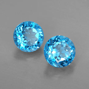 Gemas de topacio azul natural de  ct, corte redondo, VVS-VS