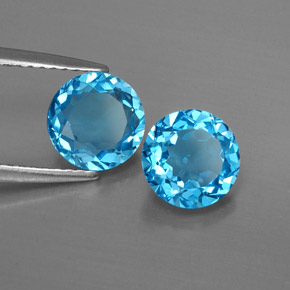 Gemas de topacio azul natural de  ct, corte redondo, VVS-VS